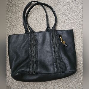 Elegant Black Leather Tote Bag